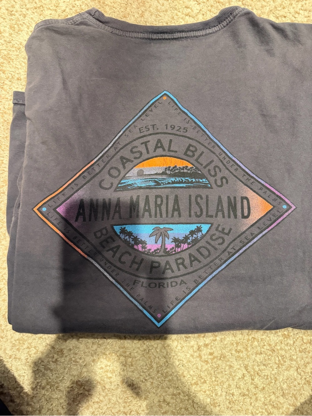 Anna Maria Island Coastal Long Sleeve Crewneck Shirt - Navy - Picture 3 of 4